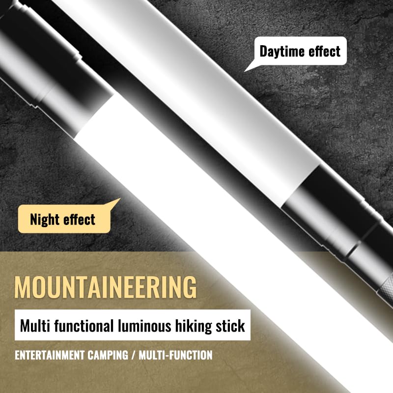 CoIerina Aluminum Alloy Illuminated Hiking Stick, Multi-Functional Folding