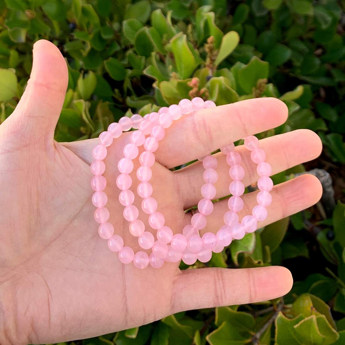 Adabele Real Natural Pink Rose Quartz Gemstone Beaded Bracelet 7.5 Inch Stretch Chakra Healing Crystal Stone Jewelry Women Mom G