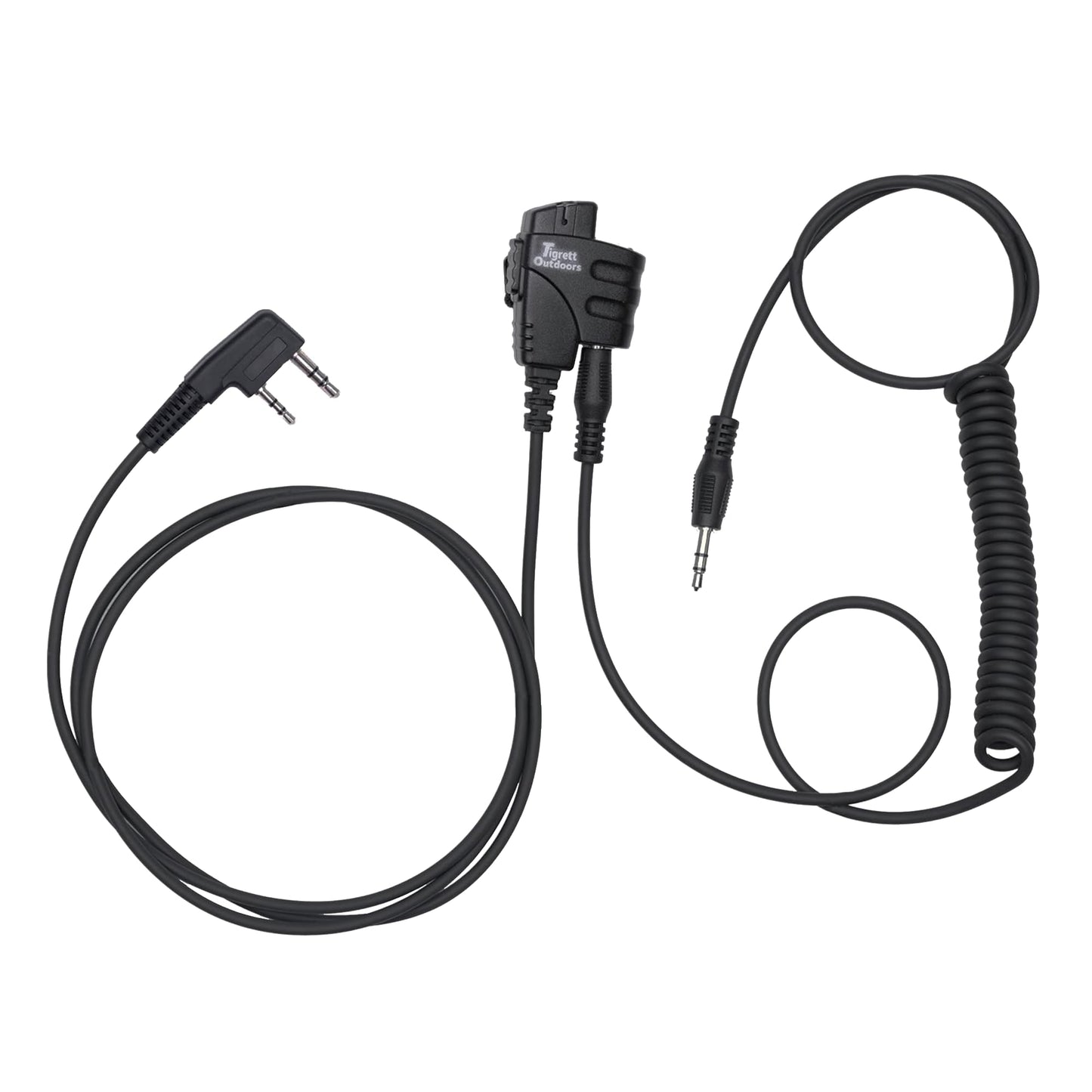 Tigrett Outdoors Smc Push-To-Talk Cable W/ 3.5Mm Audio Cable Adapter For Kenwood K1 Radios Including Baofeng Uv5R - Ptt For Elec