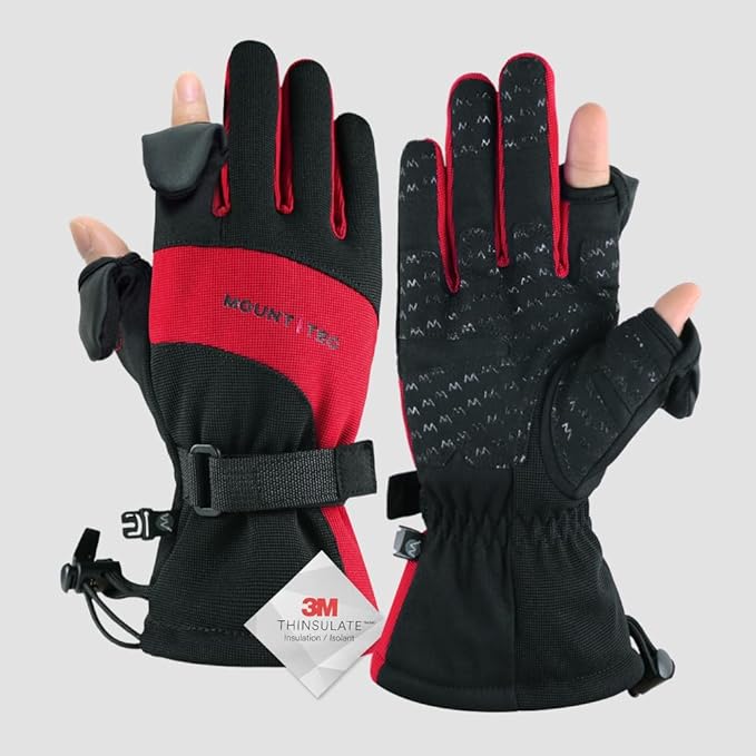 MOUNT TEC Men's Flexible Ideal for Ice Fishing,Photography,Hunting Gloves with 3M Thinsulate Waterproof Windproof Touchscr...