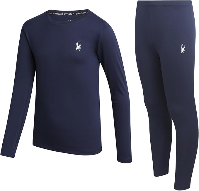 Spyder Kids Thermal Underwear Set - 2 Piece Moisture Wicking Insulated Girls Boys Thermal Set Base Layer Long Johns for Kids