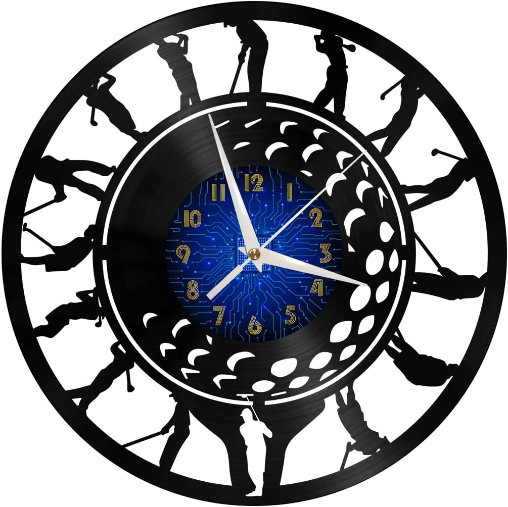 Golf 2 Decoration Vinyl Wall Clock, Vinyl Record Clock Wall Art Silent & Non-Ticking(12 inchs B)