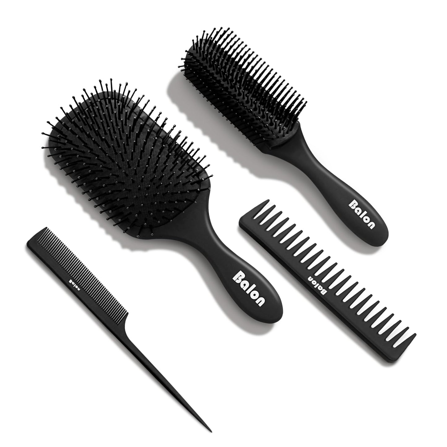 Balon Hair Brush for Women and Men, 4Pcs Paddle Brush Detangling Brush Hair Comb Set for Long Thick Thin Curly Hair, Hairbrush Great On Wet or Dry, No More Tangle