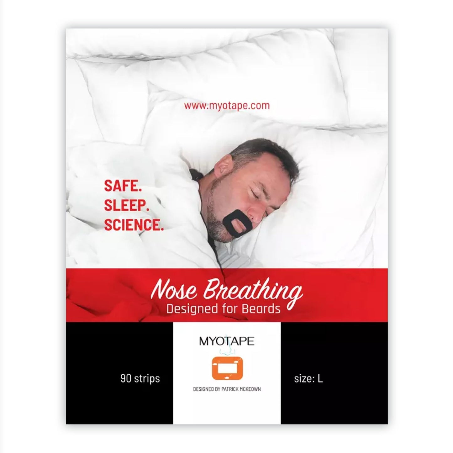 MyoTape - Sleep Tape for Beards - 90 Nights - Reduce Snoring - Improve Sleep - Promote Nasal Breathing - Extra Strong Adhesive - Comfortable & Gentle