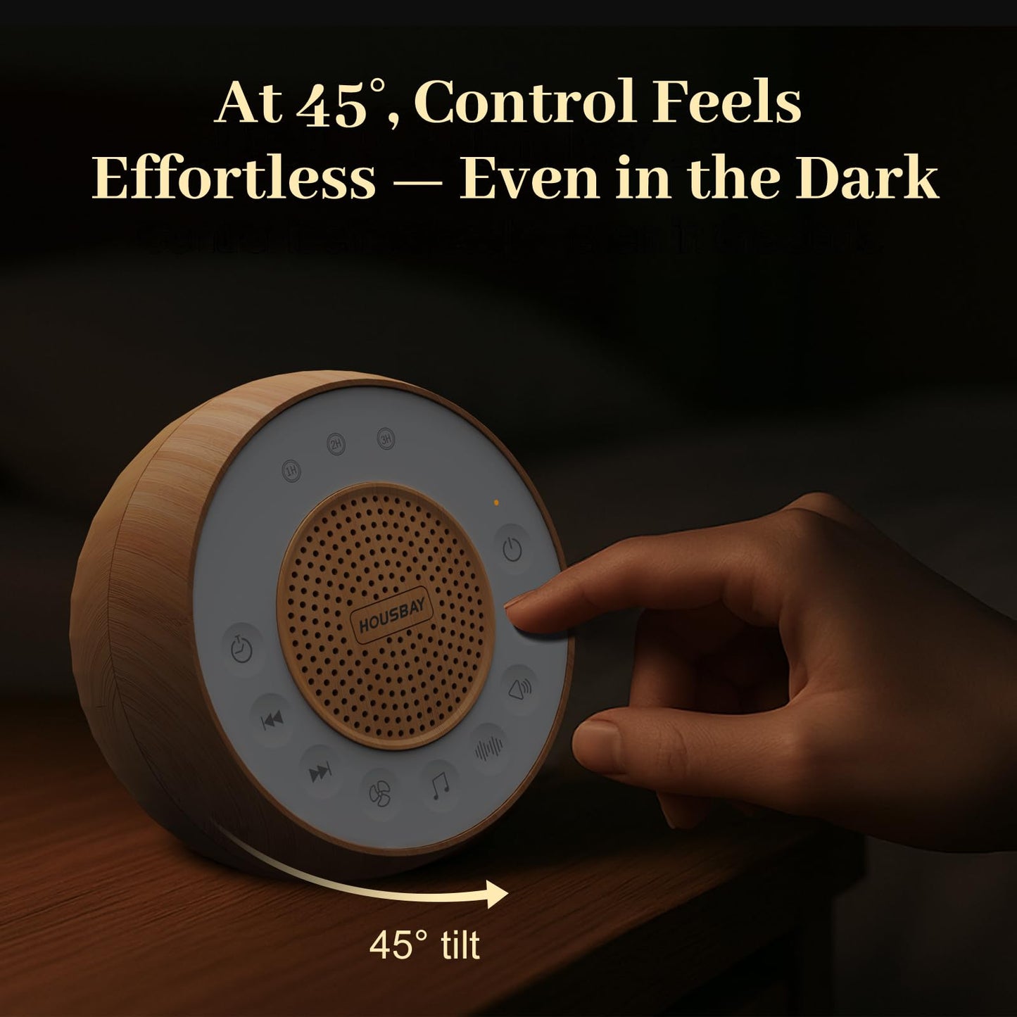 Housbay White Noise Sound Machine for Sleeping, 31 Soothing Sounds, Small Sleep Machine for Adults, Wood Grain Design for Bedroom & Noise Canceling