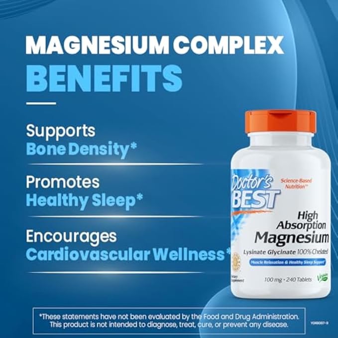 Jarrow Formulas Maximum Strength Methyl B-12 5000 mcg, Dietary Supplement & Doctor's Best High Absorption Magnesium Glycinate Lysinate, 100% Chelated, Non-GMO, Vegan