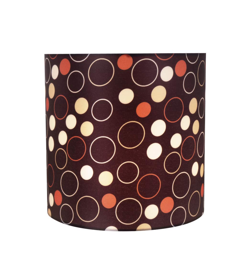 Aspen Creative Drum Lamp Shade, 8in Faux Silk, Black with Multi-Colored Dots, Model 31232A