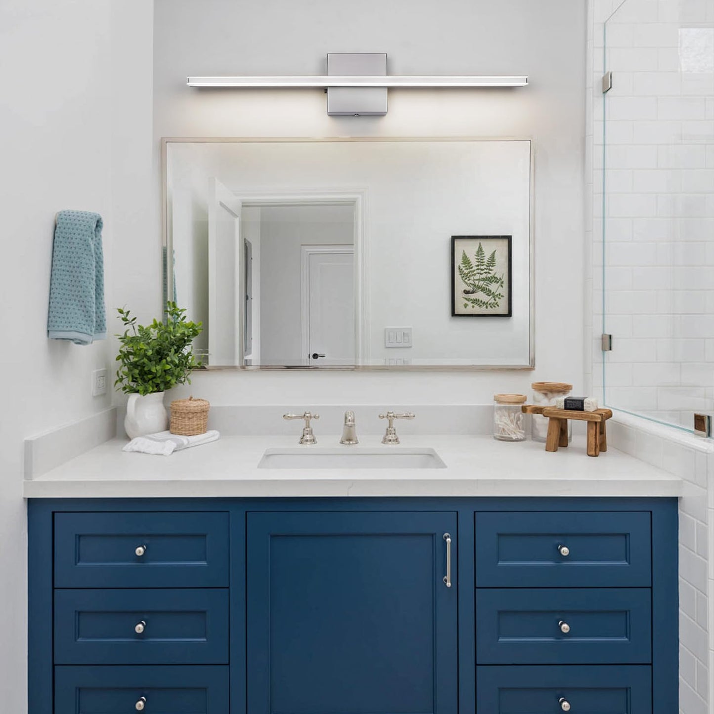 BRIVOLART LED Vanity Light Fixture 18W Dimmable 5CCT 23.6 Inch Brushed Nickel Model 6420 Acrylic Over Mirror Bathroom Lighting