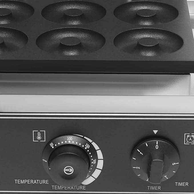 Commercial Donut Maker Machine,6 Holes Double-Sided Heating Waffle Donut Machine,110V 1550W Electric Doughnut Maker. Non-stick Donut Maker Teflon-Coating for Kitchen Bakery Dessert Shop