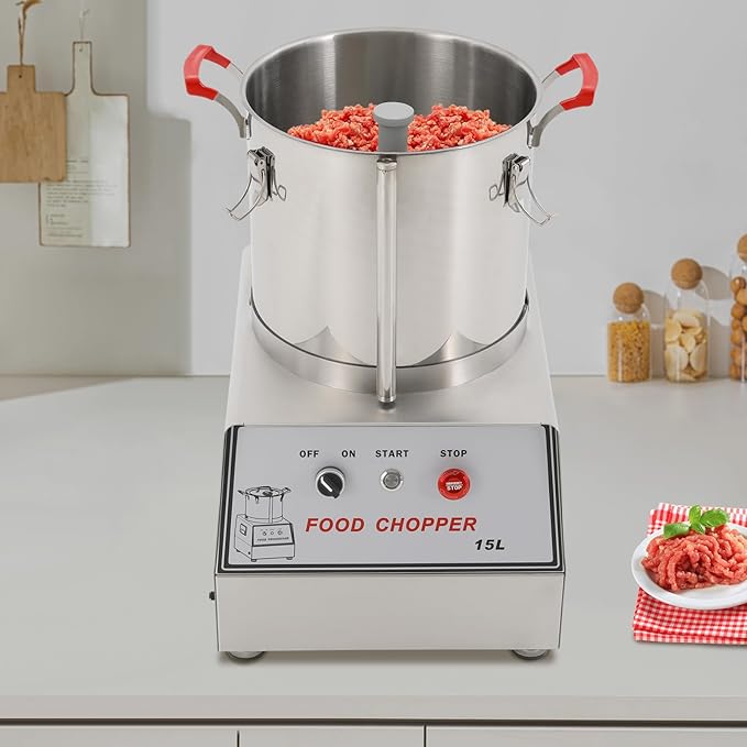 Commercial Food Processor, 1400W Electric Food Chopping Machine with Enclosed Chassis Large Capacity and Detachable Design Tabletop Multifunction Meat Vegetable Cutter for Restaurants Cafeterias Etc