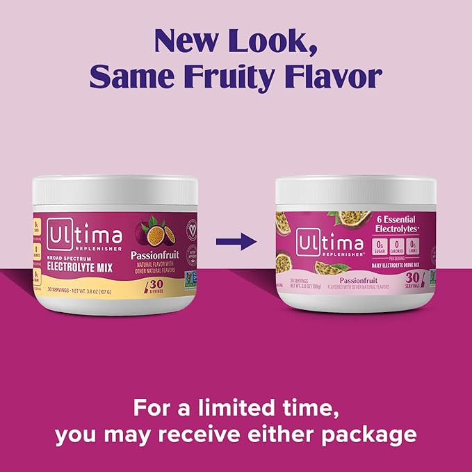 Ultima Replenisher Daily Electrolyte Powder Drink Mix – Sugar Free – Passionfruit, 30 Servings – Hydration Powder with 6 Key Electrolytes and Trace Minerals – Keto Friendly, Non-GMO