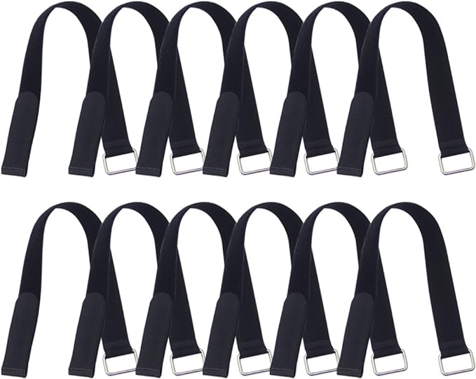 VIGAER 18 inch Extend Cable Strap and Adjustable Securing Strap with Buckle - 12 PCS Reusable Hook and Loop Fastening Nylo...