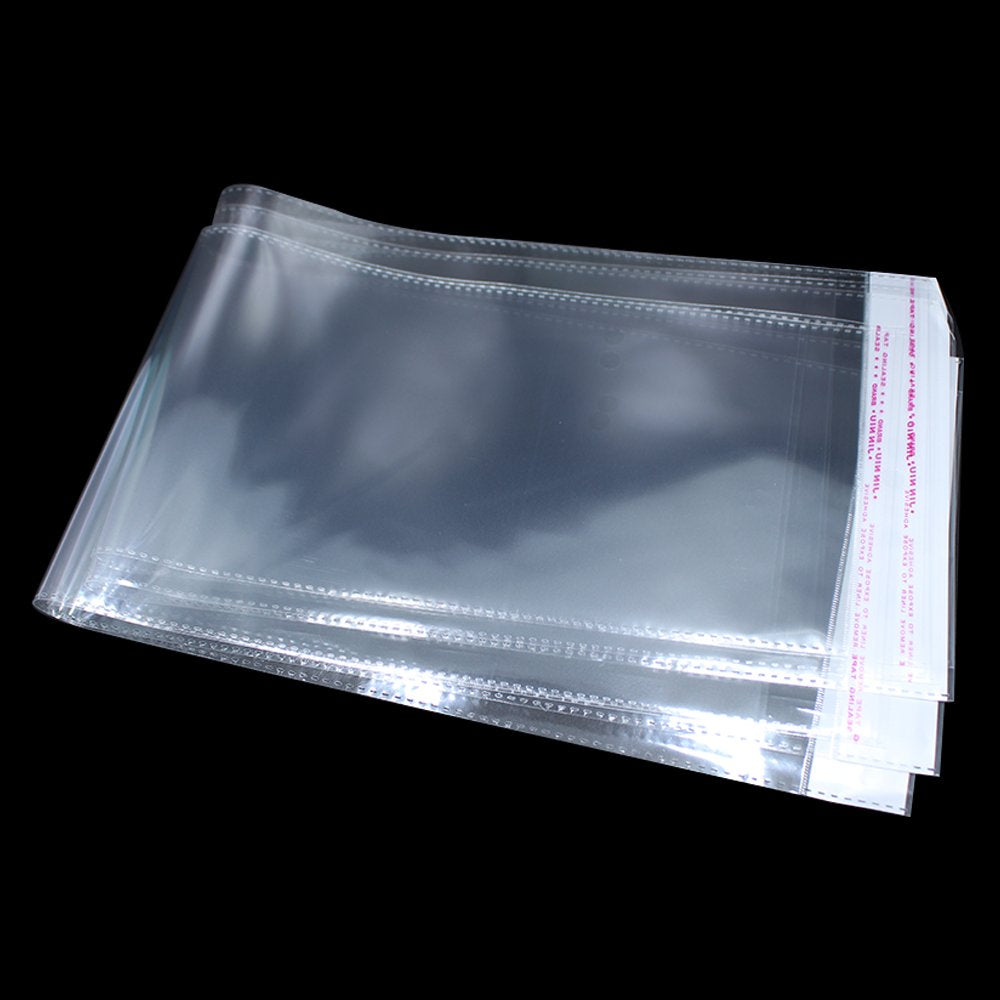 PABCK 100 Pack (Available Size 6.1x11.8 inch) Clear Self Adhesive Straight Hair Packaging Bags with Hang Hole Wigs Hair Storage