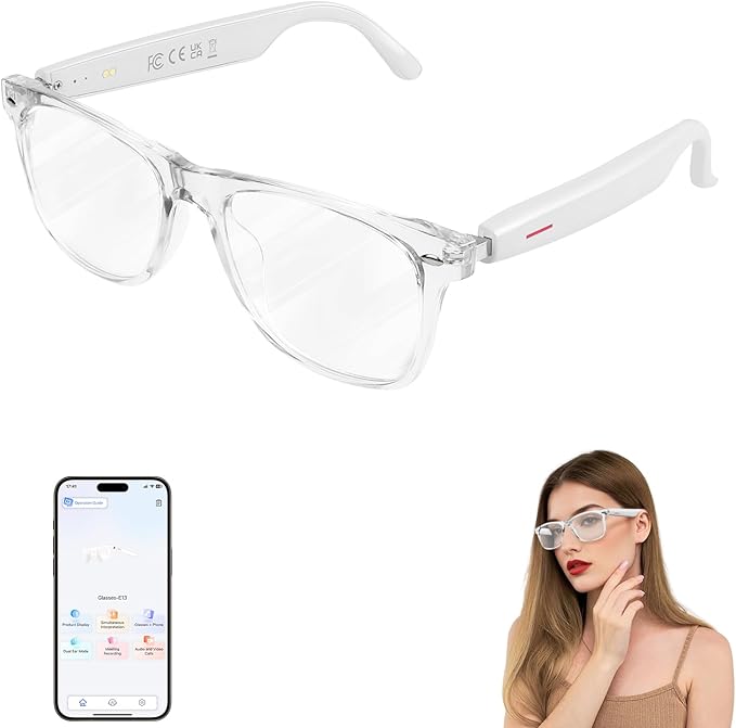 Smart Glasses, AI Bluetooth Glasses for Women/Men with 144 Language Instant Translation & Interpretation, Blue Light Filte...