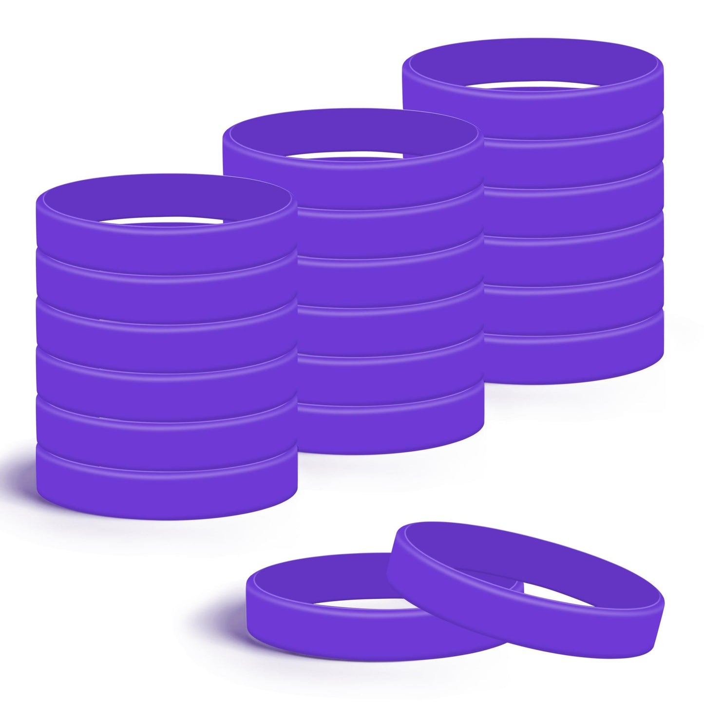 Lesnala 24Pcs Purple color blank silicone bracelet Solid color rubber wristbands Stretch wristbands for events Men Women Teen Ga