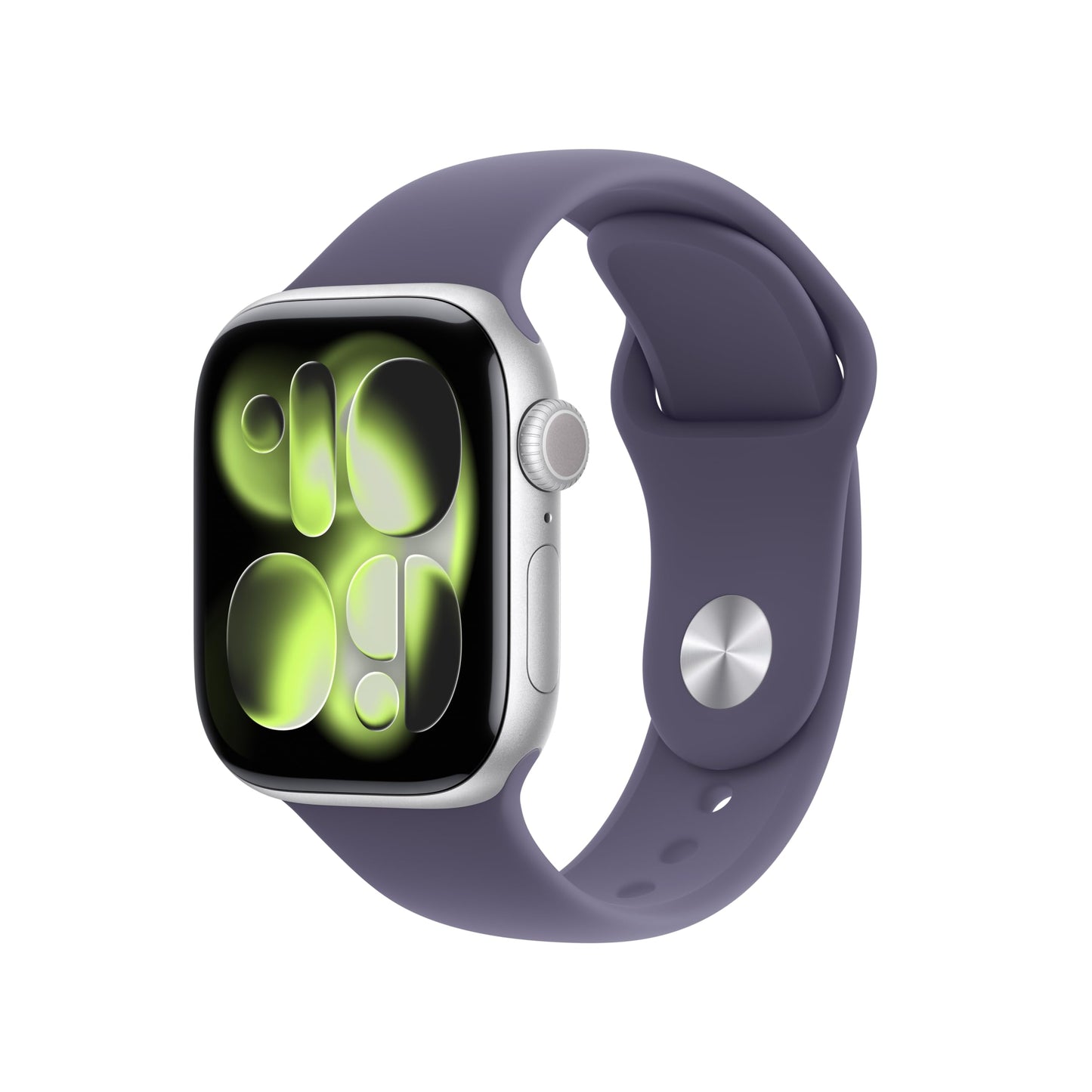 Apple Watch Series 11 [GPS + Cellular 42mm] Smartwatch with Silver Aluminum Case with Purple Fog Sport Band - S/M. Sleep Score,
