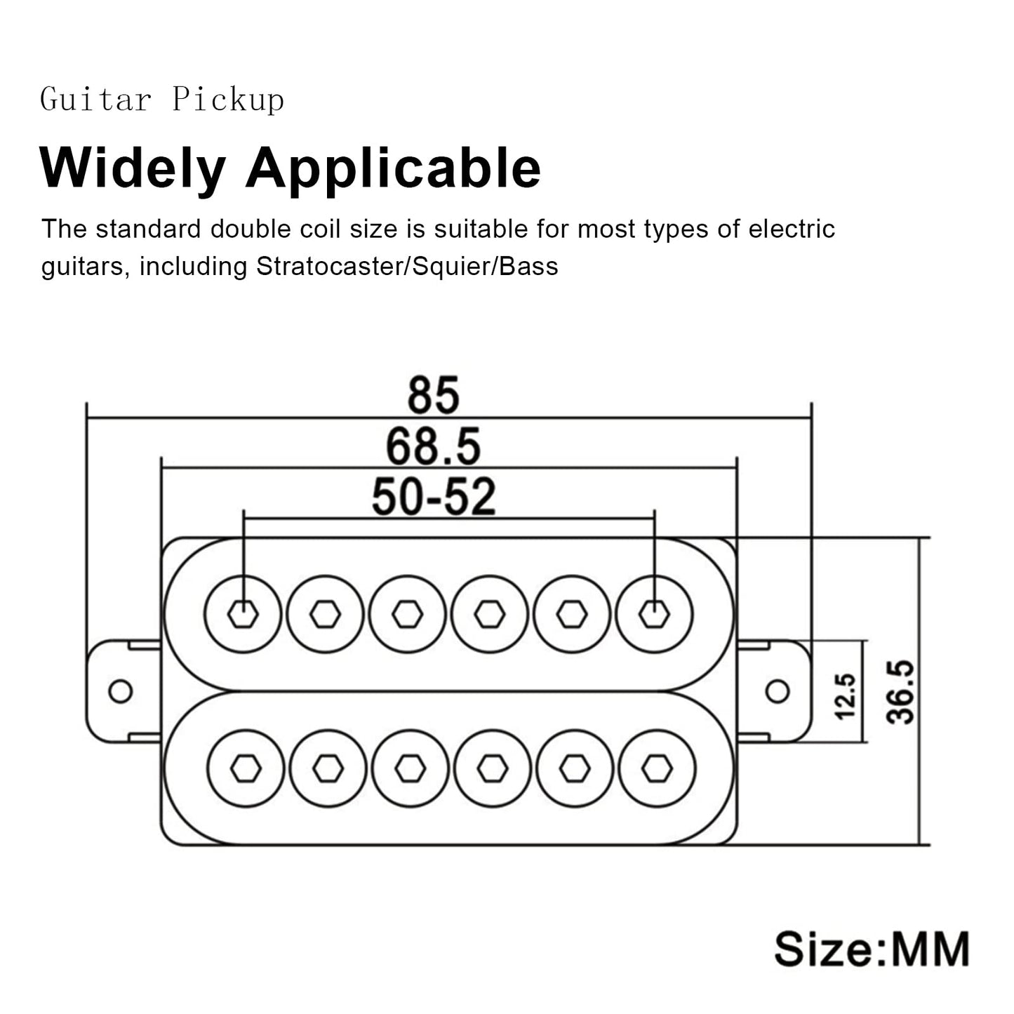 Saphue Adjustable Metal Double Coil Electric Guitar Pickups Humbucker Punk Neck/Bridge Pickup (Black)