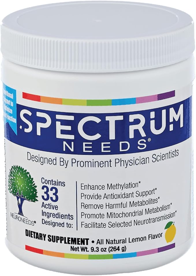 SpectrumNeeds® by NeuroNeeds – Comprehensive Nutritional Support with 33 Active Ingredients for Overall Well-Being Lemon F...