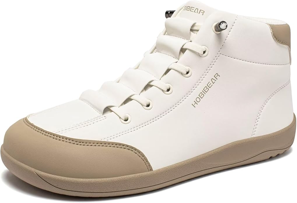 HOBIBEAR Leather Barefoot Boots Zero-Drop Wide Width Minimalist Shoes Unisex Mid Top Walking Boots
