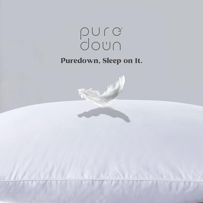 Feather Pillows with 100% Cotton Cover, Set of 2 Gusseted Bed Pillows for Sleeping, King Size