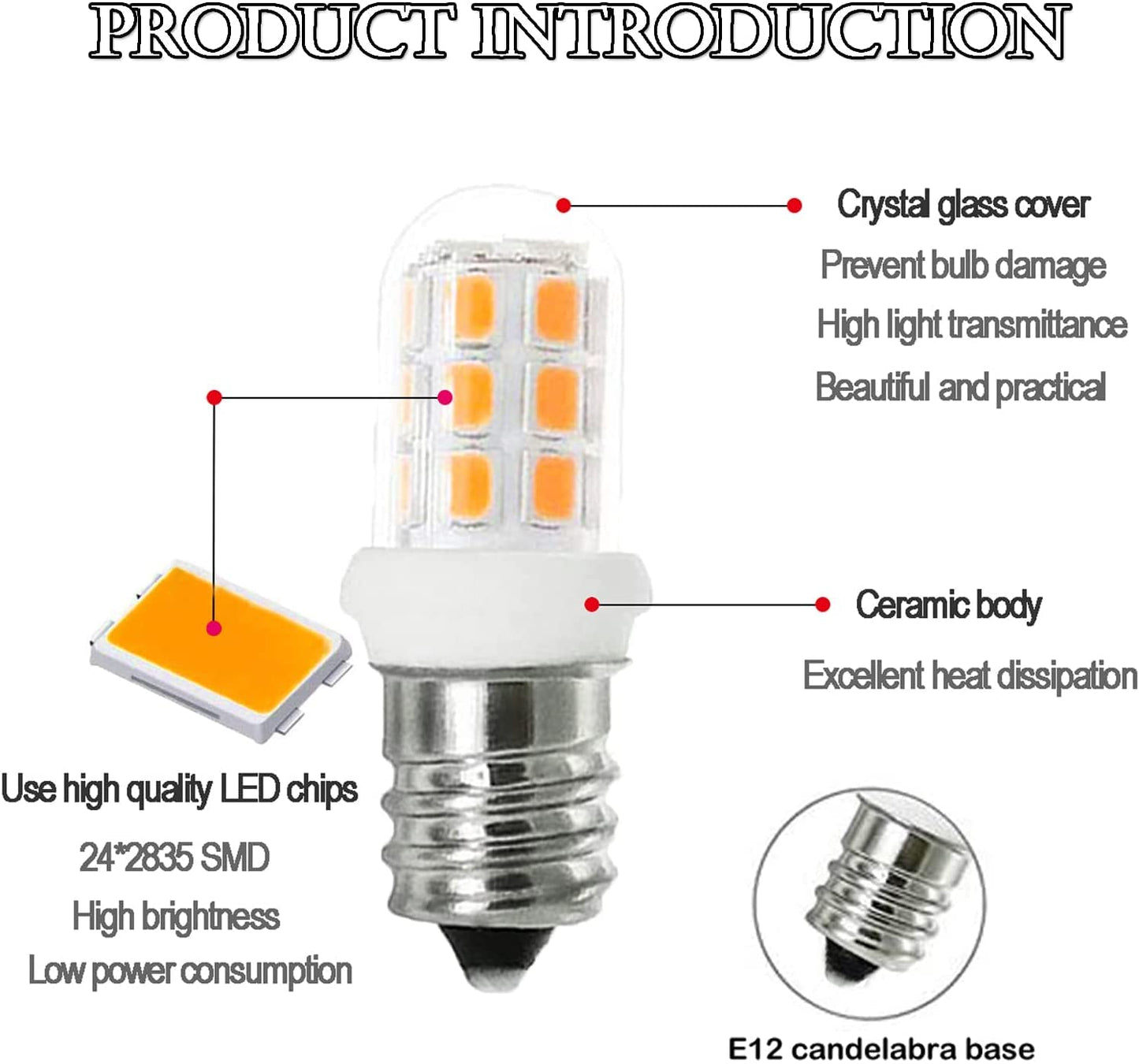 Zssxoled C7 E12 Led Bulbs, Warm White Replacement For Himalayan Salt Lamps, 5 Count, Plastic Material, 3000K