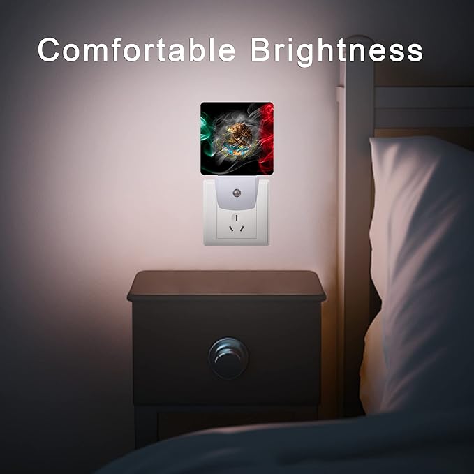 Mexico Smoke Flag Night Light,Night Lights 0.5W Sleep Friendly for Boys Girls Led Night Light Dusk to Dawn Sensor Nightlight for Stairway/Hallway/Bedroom