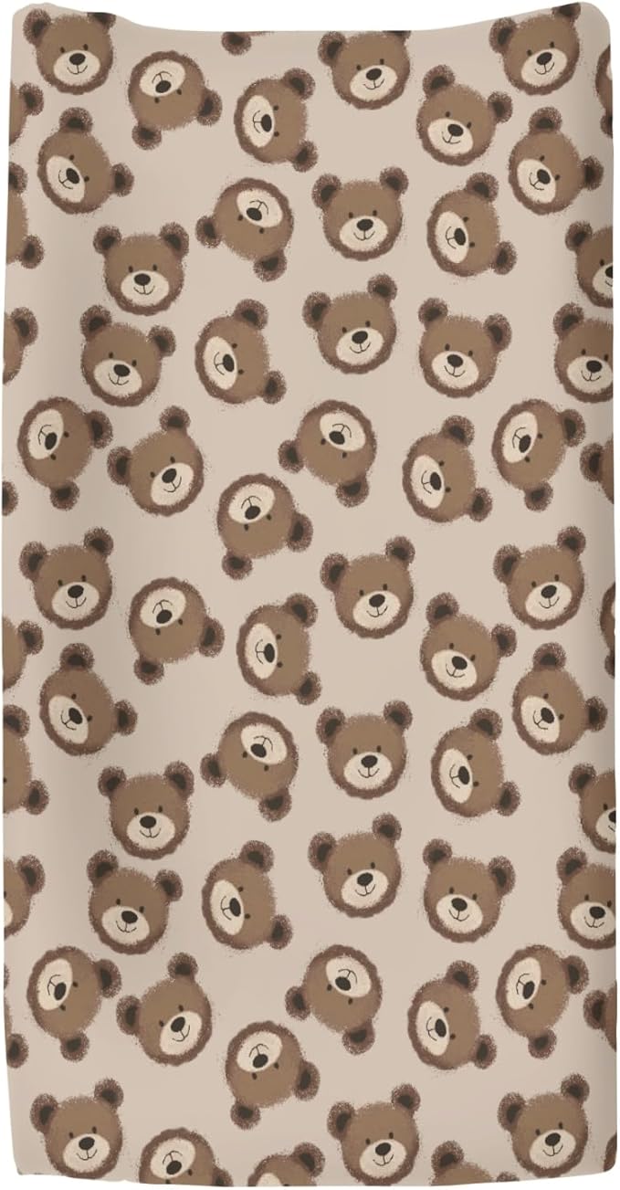 Neutral Boho Bears Changing Pad Covers for Baby Girls Boys Cute Brown Bear Fitted Change Table Covers Mats Watercolor Bears Soft Nursery Diaper Change Table Sheets for 32''×16'' Contoured Pad