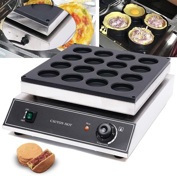 16 Holes Red Bean Cake Maker, Waffle Baker Machine Nonstick End Alarm Commercial 1700W Electric Red Bean Cake Maker Wheel Cake Baking Machine Nonstick 16 Holes