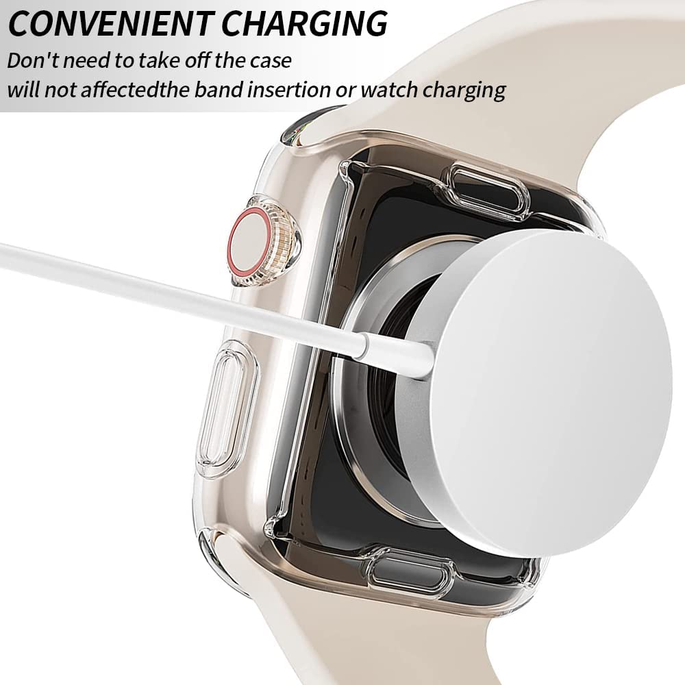 Hankn 2 Pack Clear Screen Protector For Apple Watch Series 9 8 7 45Mm Case, Soft Tpu Full Coverage Front Protective Shockproof I