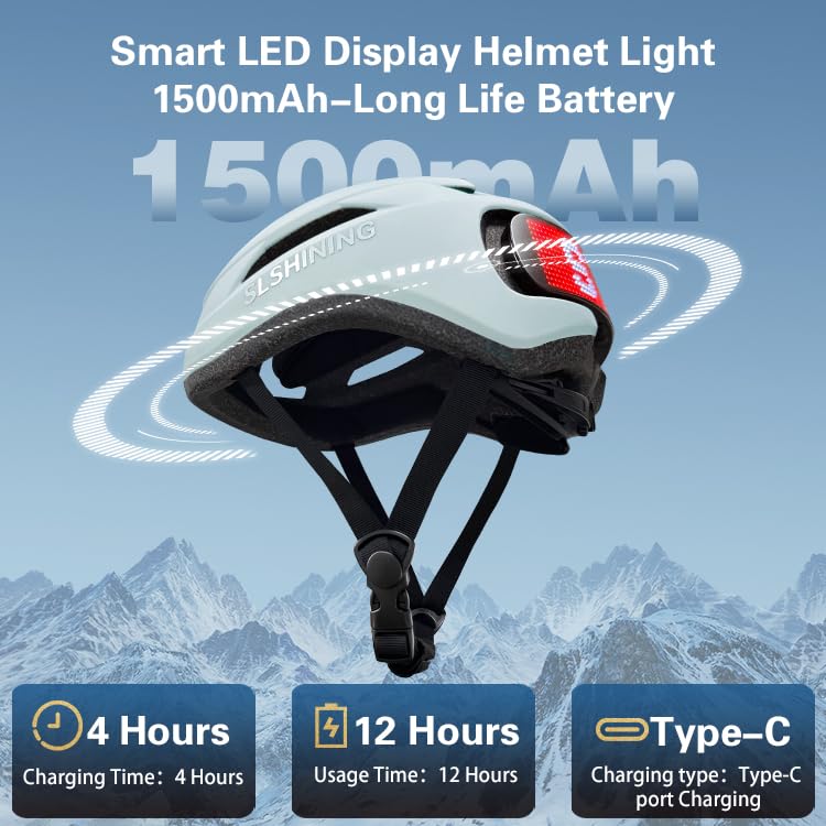 Bike Helmet, Smart App Program Bike Helmet with USB Rechargeable Light, Back Light Mountain for Adult&Men Women, with Turn...