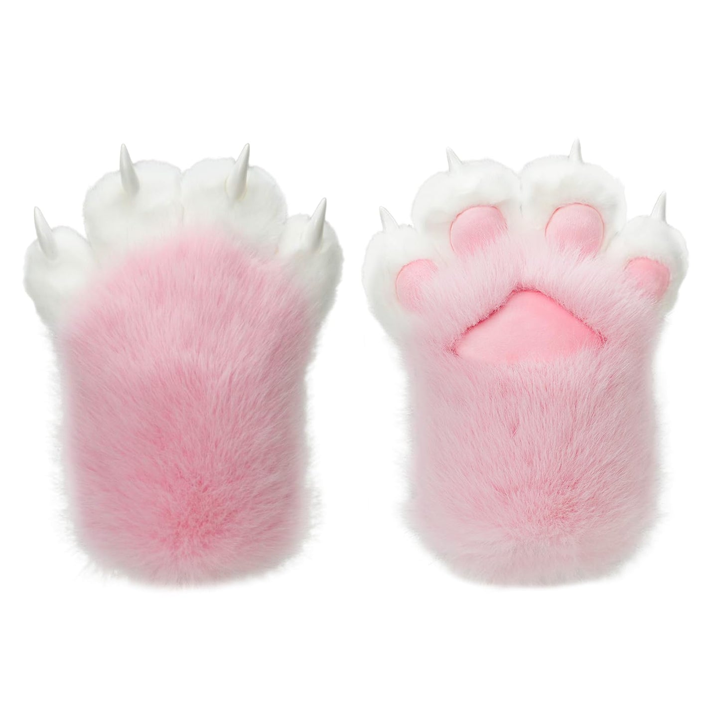Furry Paws Gloves Soft Claw Finger Gloves for Furry Costume, Perfect for Cat and Fox Fursuit Paws, Therian Cosplay Accessories(Pink, Large)