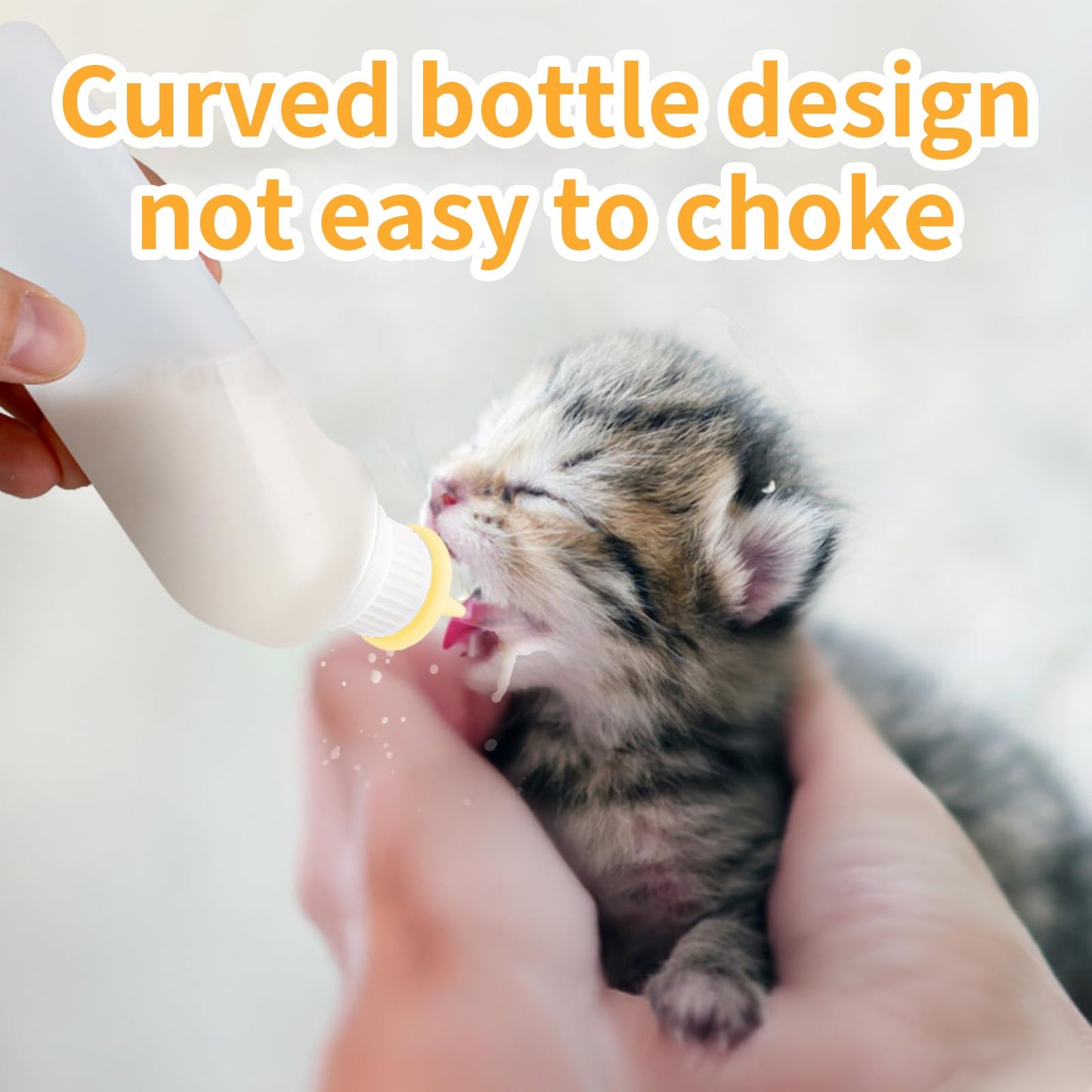 Xuandea 5Pack Kitten Bottle for Nursing Puppy Milk Kitten Bottles Feeding Kit Silicone Nipple for Newborn Pets Kittens, Puppy,Squirrel (Yellow)