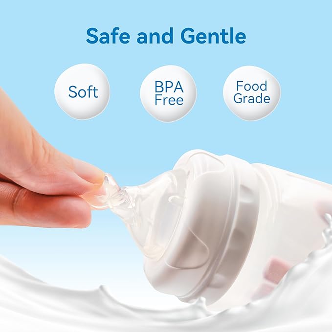 Bottle Nipples Slow Flow Nipple Level 1, 0m+, Compatible with Wide-Neck Baby Bottle, 9 Count