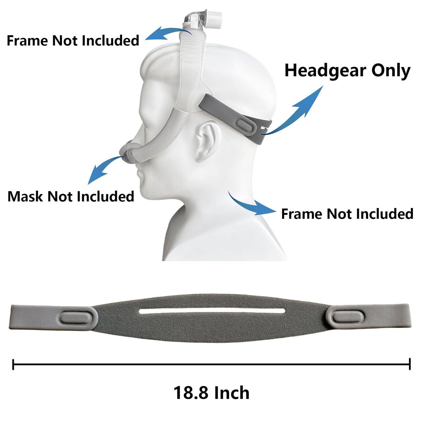 GJX 3 Packs Replacement Headgear Straps for Airfit/Airtouth N30i and P30i Closed Edges Nasal Mask Straps Adjustable CPAP Headgear Compatibility with N30i/P30i(Without Mask Frame)
