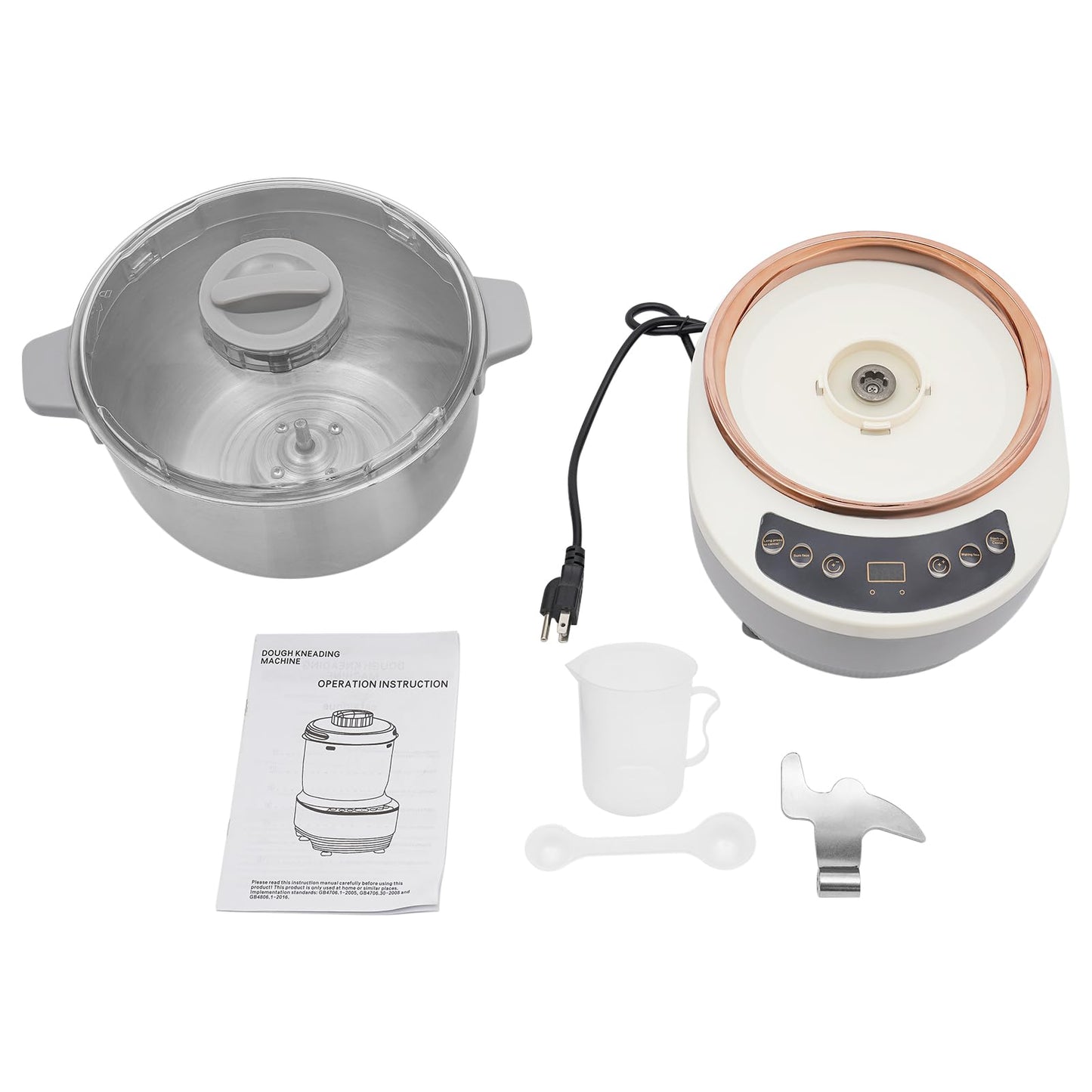 Electric Dough Maker with Ferment Function 5L/4.5QT Dough Mixer Machine, Automatic Stainless Steel Flour Kneading Machine with Microcomputer Timer, Tabletop Split Design Dough Mixer (Silver)