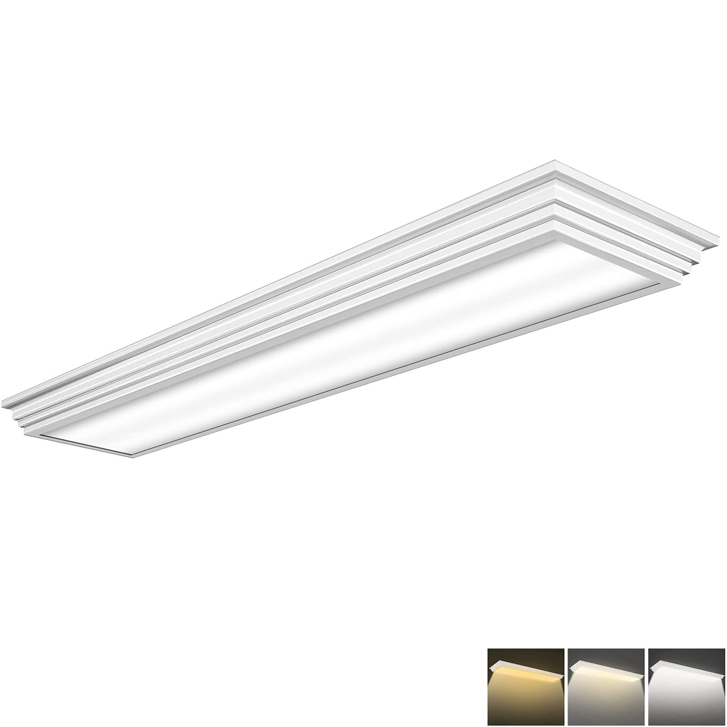 Faithsail 4Ft Dimmable Led Wraparound Light Fixture, 50W 5500Lm, 3 Color Temperatures, Flush Mount, White, Model 0677