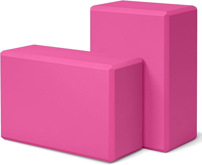 Yoga Block 2 Pack 9"x6"x3", Sturdy Yoga Foam Blocks, High Density & Non Slip Surface for Pilates & Stretching, Fitness Acc...