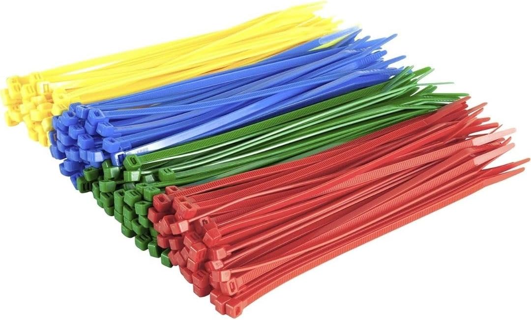 GTSE 12 Inch Colored Ties, 200 Pack, 50lb Strength, UV Resistant Long Nylon Cable Ties, Self-Locking 12" Tie Wraps