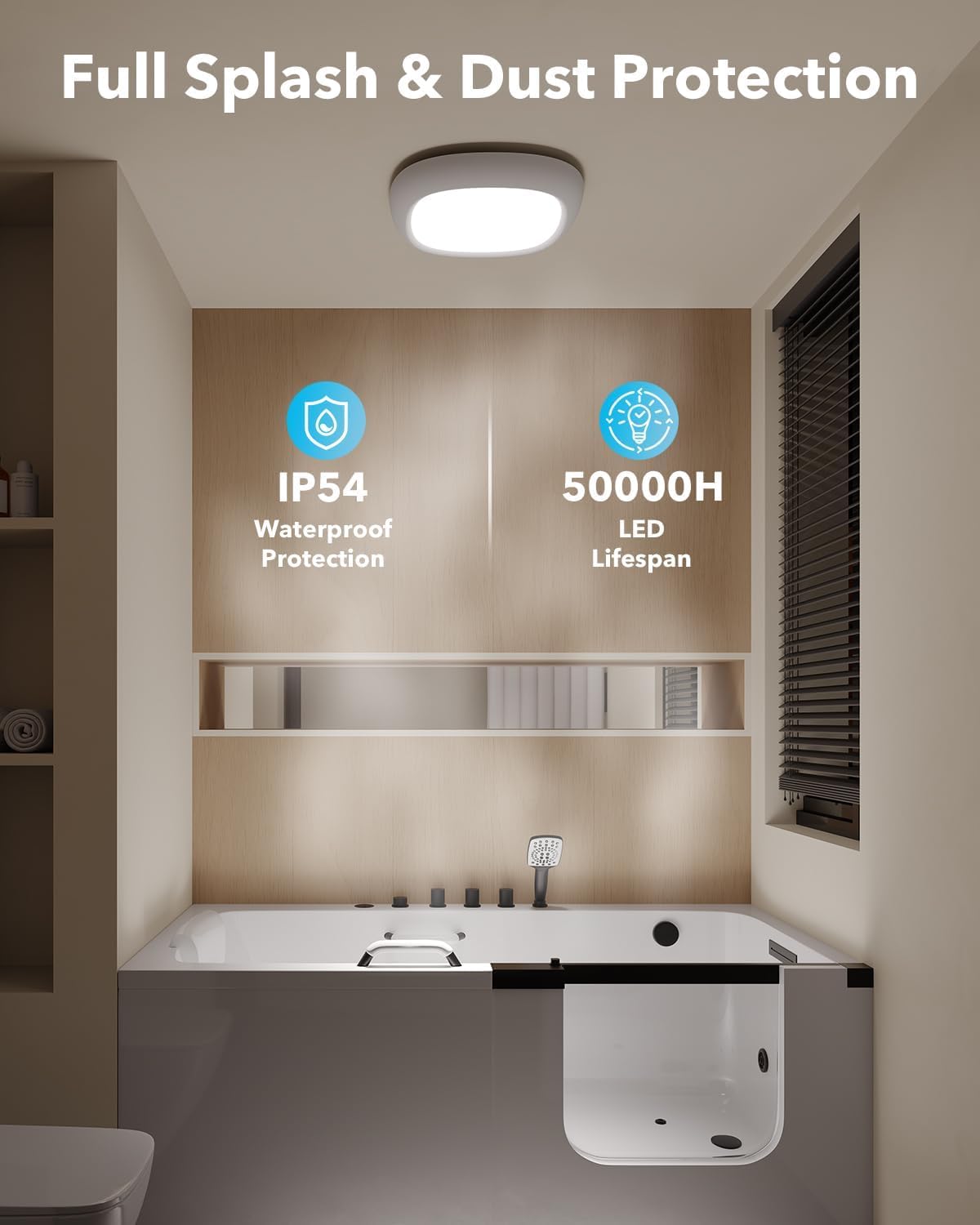 Tedmos 2 Pack Rechargeable Motion Sensor Shower Lights, Wireless Ceiling Light, Battery Operated, White, Model 0ce059d3-37e5-4d09-baed-d230