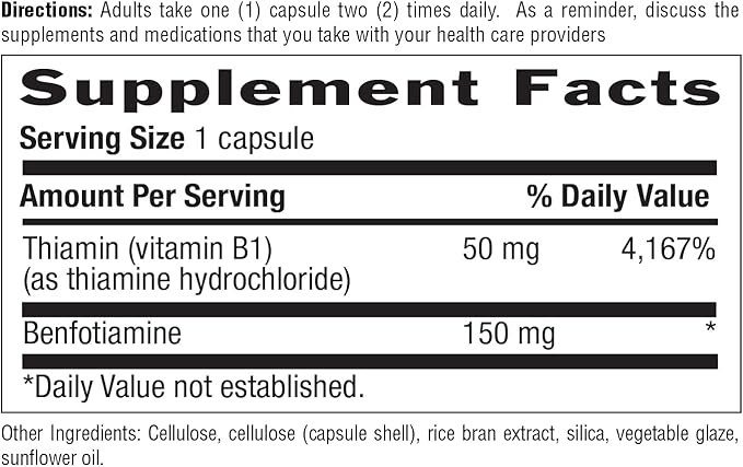 Country Life Benfotiamine with Thiamin,150mg, 60 Vegetarian Capsules, Certified Gluten Free, Certified Vegan