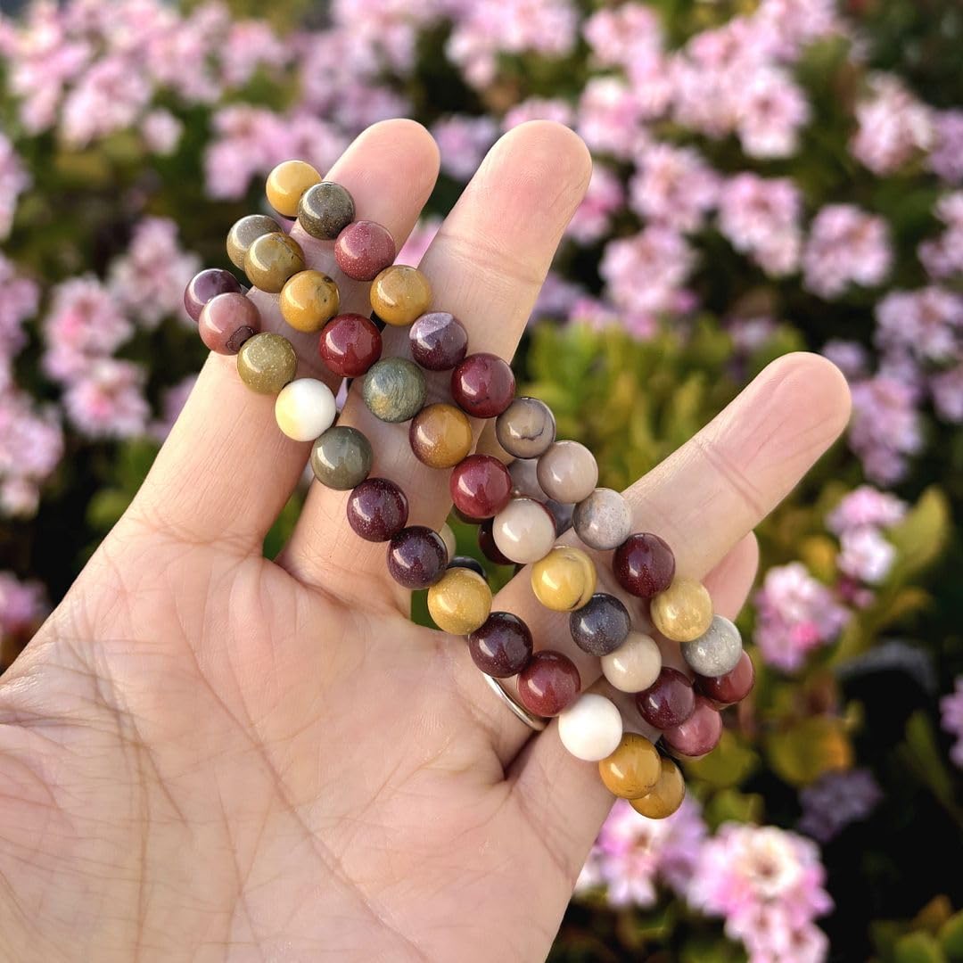 Adabele Real Natural Mookaite Jasper Gemstone Beaded Bracelet 7.5 inch Stretch Chakra Healing Crystal Stone Jewelry Women Birthd