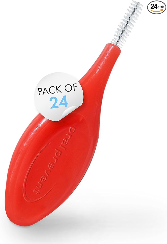 Smart Grip Interdental Brushes 0.60 mm – Red – ISO 3 – Deep Cleaning Between Teeth – Ultra-Fine Dental Picks – 24 Pack