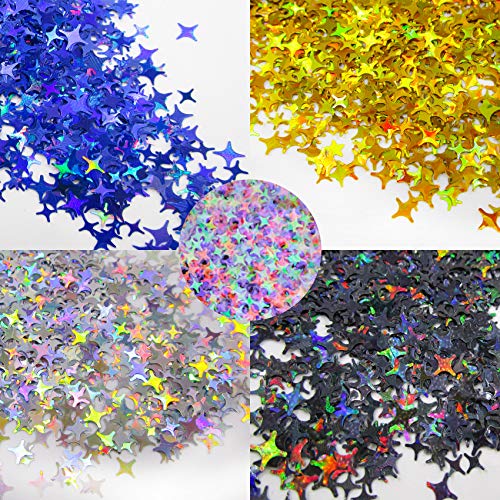LoveOurHome 60g Holographic Star Chunky Glitter Flakes Sparkles Iridescent Stars Shapes Nail Sequins Epoxy Resin Accessori...
