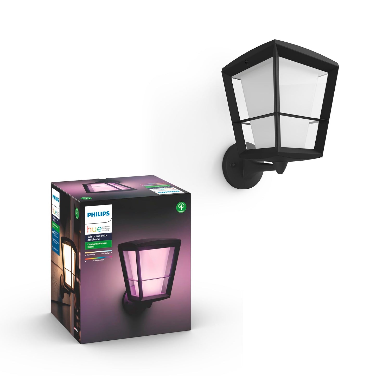 Philips Hue Econic Up Outdoor Smart Wall Light - Black - E26 Color-Changing Led Bulb - 1 Pack - Requires Hue Bridge - Weatherproof