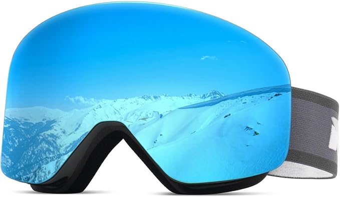 Meeloog Magnetic Ski Goggles Frameless Interchangeable Lens, UV Protection Snow Goggles, Snowboard Gear for Men Women Youth