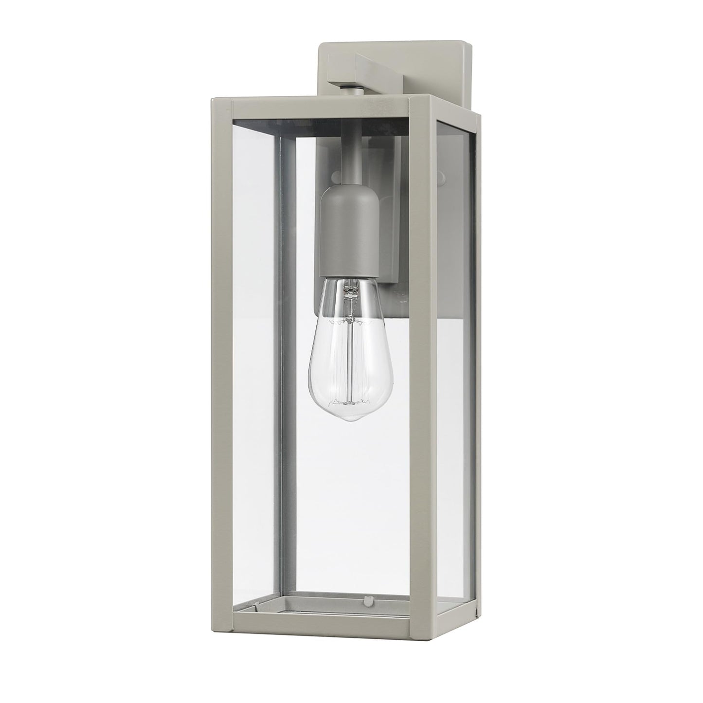Globe Electric Bowery 1-Light Wall Sconce, Matte Gray, Metal, Clear Glass Shade, Model 44838