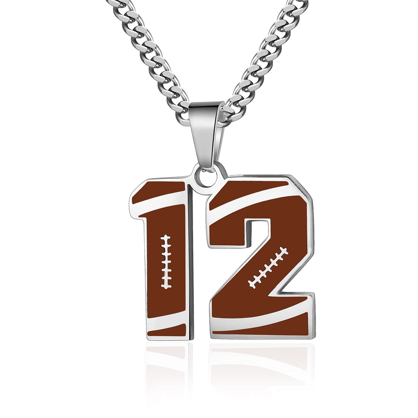 ZRAY Men's Jersey Number Necklace - Silver Stainless Steel Chain 22+2inch Football Charm Pendant - Inspirational Football Jewelr
