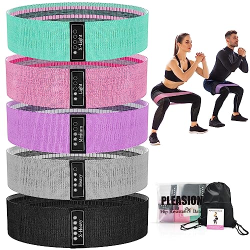 Fabric Resistance Bands for Working Out, 5 Levels Booty Bands for Women Men, Cloth Workout Bands Resistance Loop Exercise ...