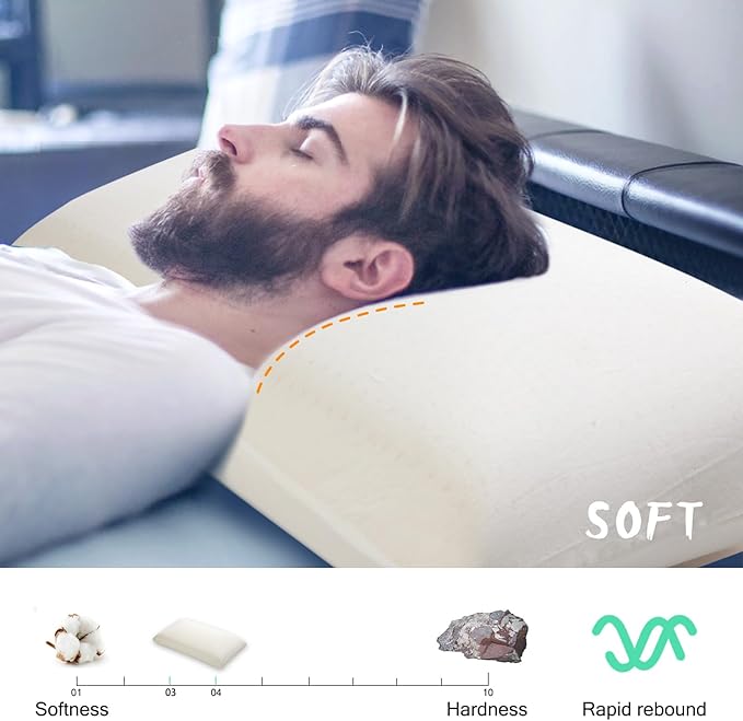 Talalay 100% Natural Premium Latex Pillow, Bed Pillow Helps Relieve Pressure, Sleeping Pillow without Memory Foam Chemicals, Best Gift with Removable Cotton Cover (King (H-7.0''))