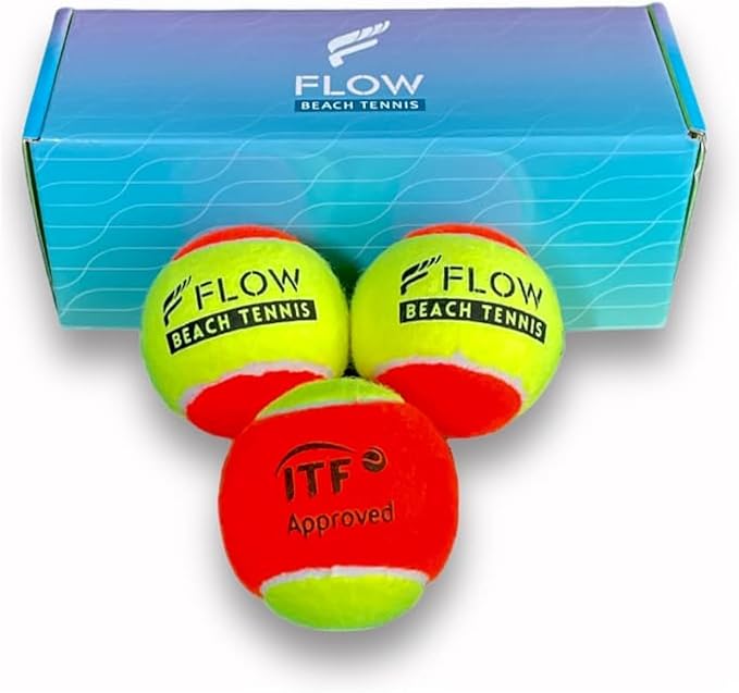Flow Tennis Beach Balls, ITF Approved - Pack of 3, Low Compression Sand Court Balls